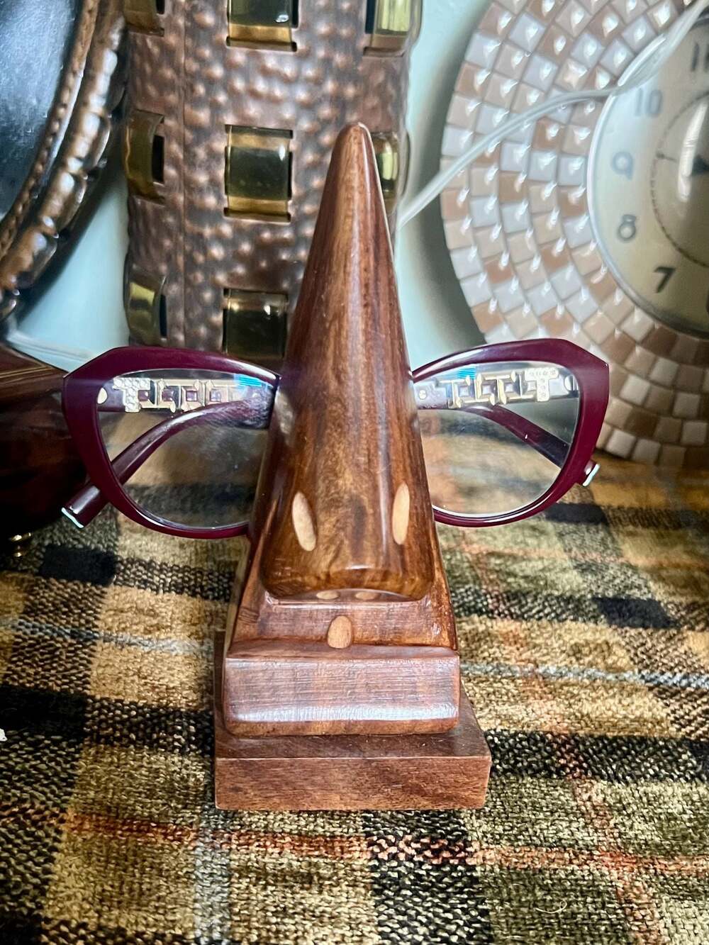 Eyeglass Stand Decorative Goggles Holder Nose Shaped Spectacle Display Wooden